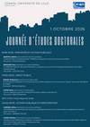 Affiche de la journée d'études doctorales 2026 du ceraps comportant le programme accessible sur la présente page de l'événement