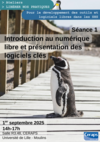 Affiche de la séance 1 de l'atelier indiquant les informations pratiques. Un pingouin tourné vers la gauche regarde une barrière