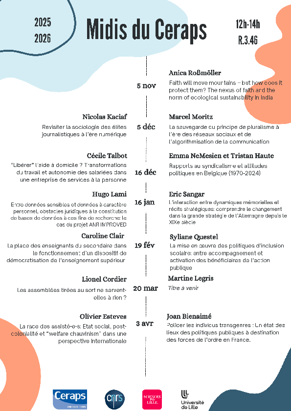 Affiche détaillant le programme du séminaire. Contenu lisible dans la section "Agenda" située plus bas sur cette page web